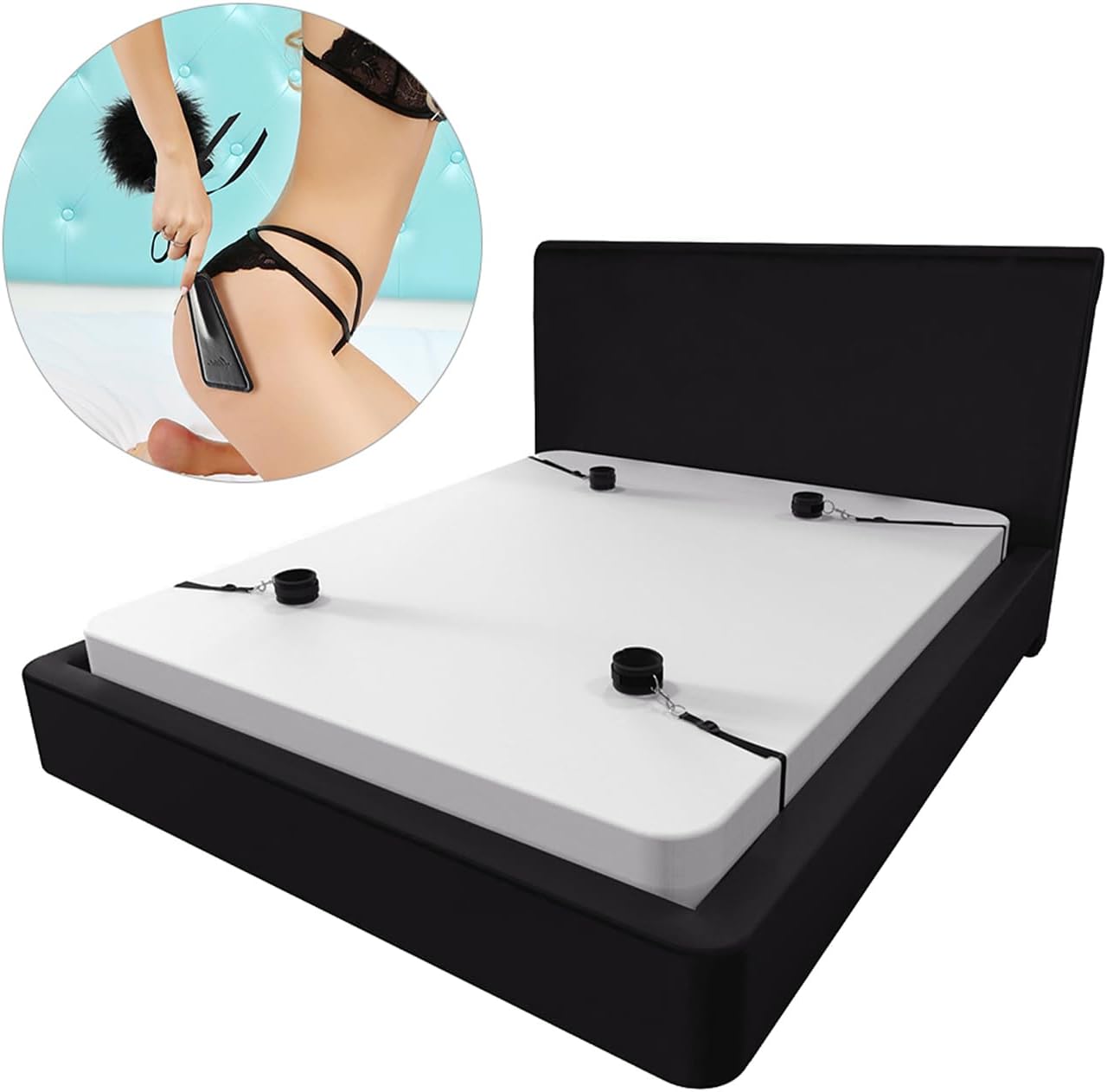 Kit di restrizione per letto BDSM con benda e manette