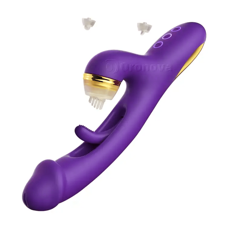 Vibratore a sbattimento per punto G con maniche in silicone per battere, solleticare e leccare