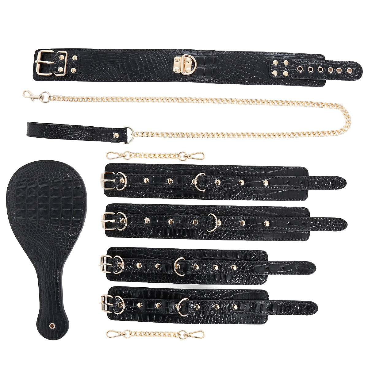 Set di 4 pezzi di restrizioni BDSM in pelle PU