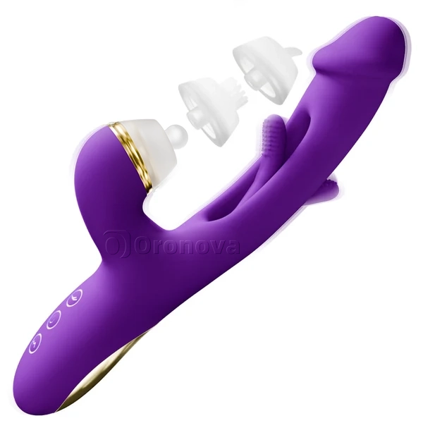 Vibratore a sbattimento per punto G con maniche in silicone per battere, solleticare e leccare