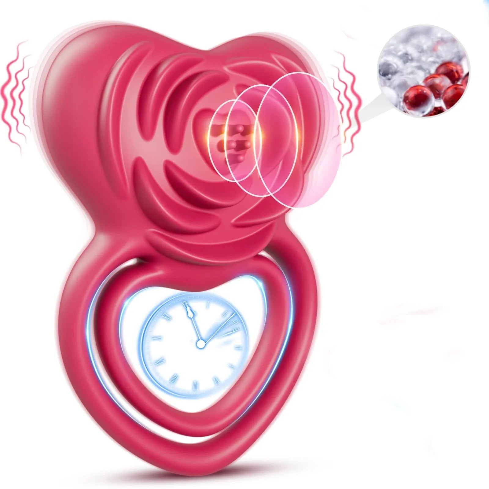 Anello vibrante stimolante del piacere con stimolazione a rosa per lui e lei