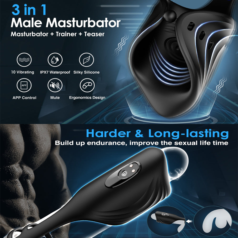 Vibratore vibrante per pene - controllato tramite app & anello fallico