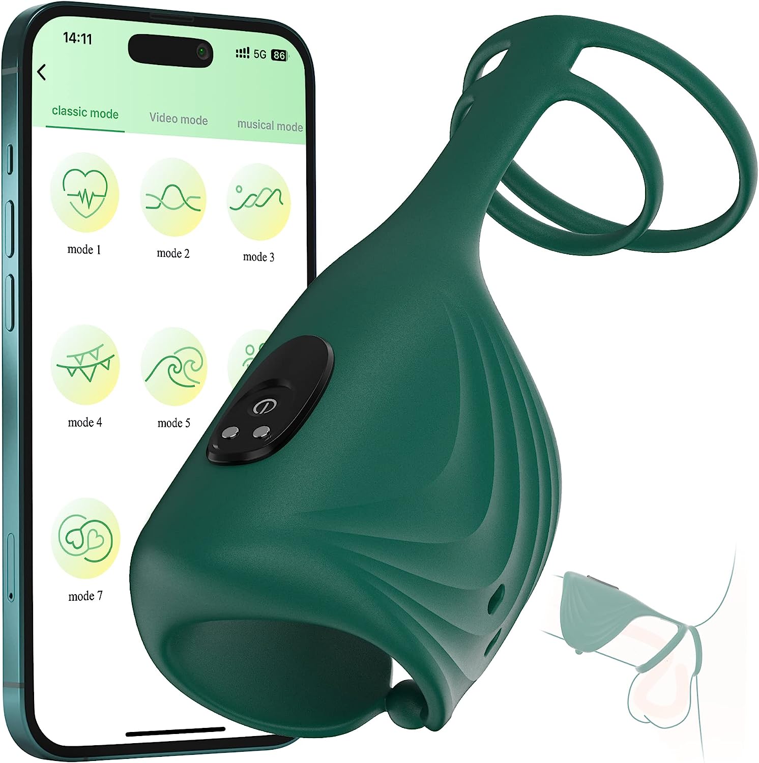 Vibratore vibrante per pene - controllato tramite app & anello fallico