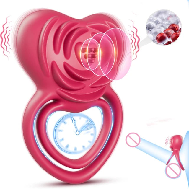 Anello vibrante stimolante del piacere con stimolazione a rosa per lui e lei