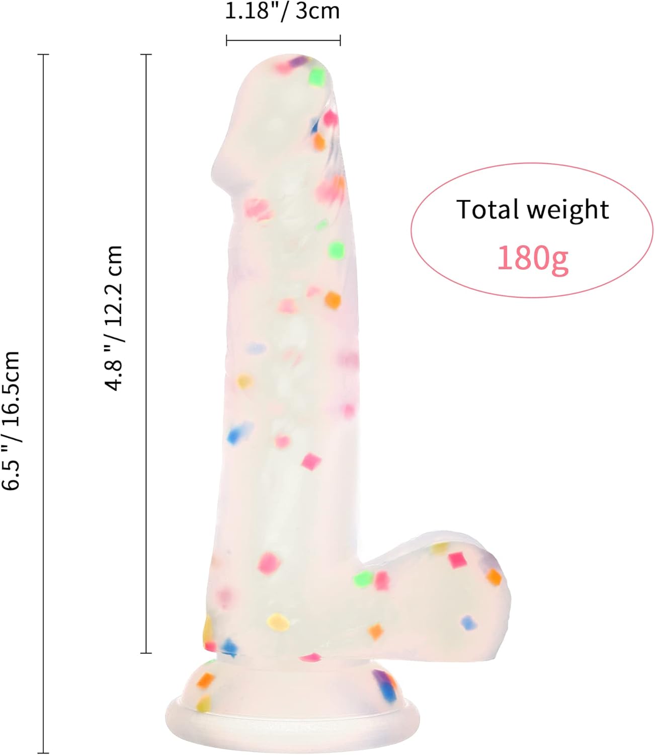 Dildo in silicone con coriandoli da 6.5 pollici con forte ventosa
