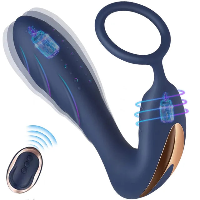 Vibratore per prostata con anello per il pene