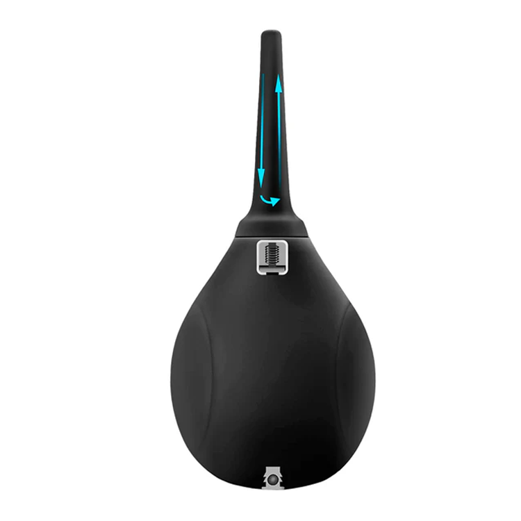 Bulbo per clistere in silicone nero con ugello morbido per pulizia anale e comfort