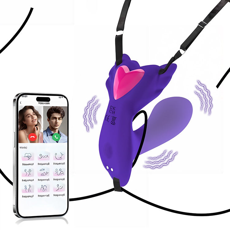 Vibratore indossabile a doppio motore con controllo APP per stimolazione clitoridea e del punto G