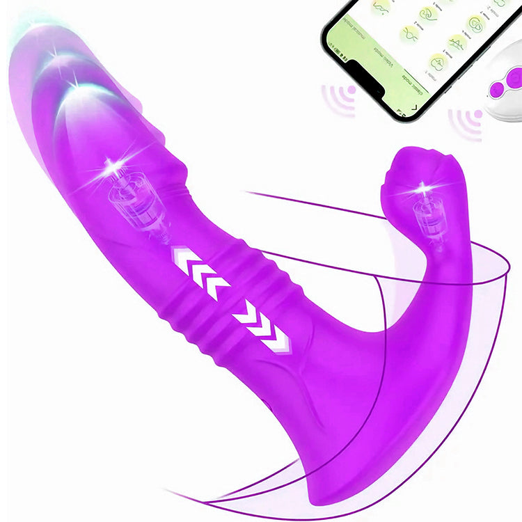 Vibratore realistico a spinta controllato tramite app con vibrazione