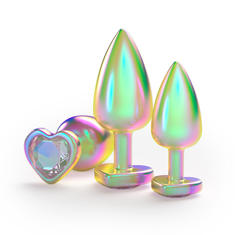 Set di plug anali in metallo con pietre preziose arcobaleno