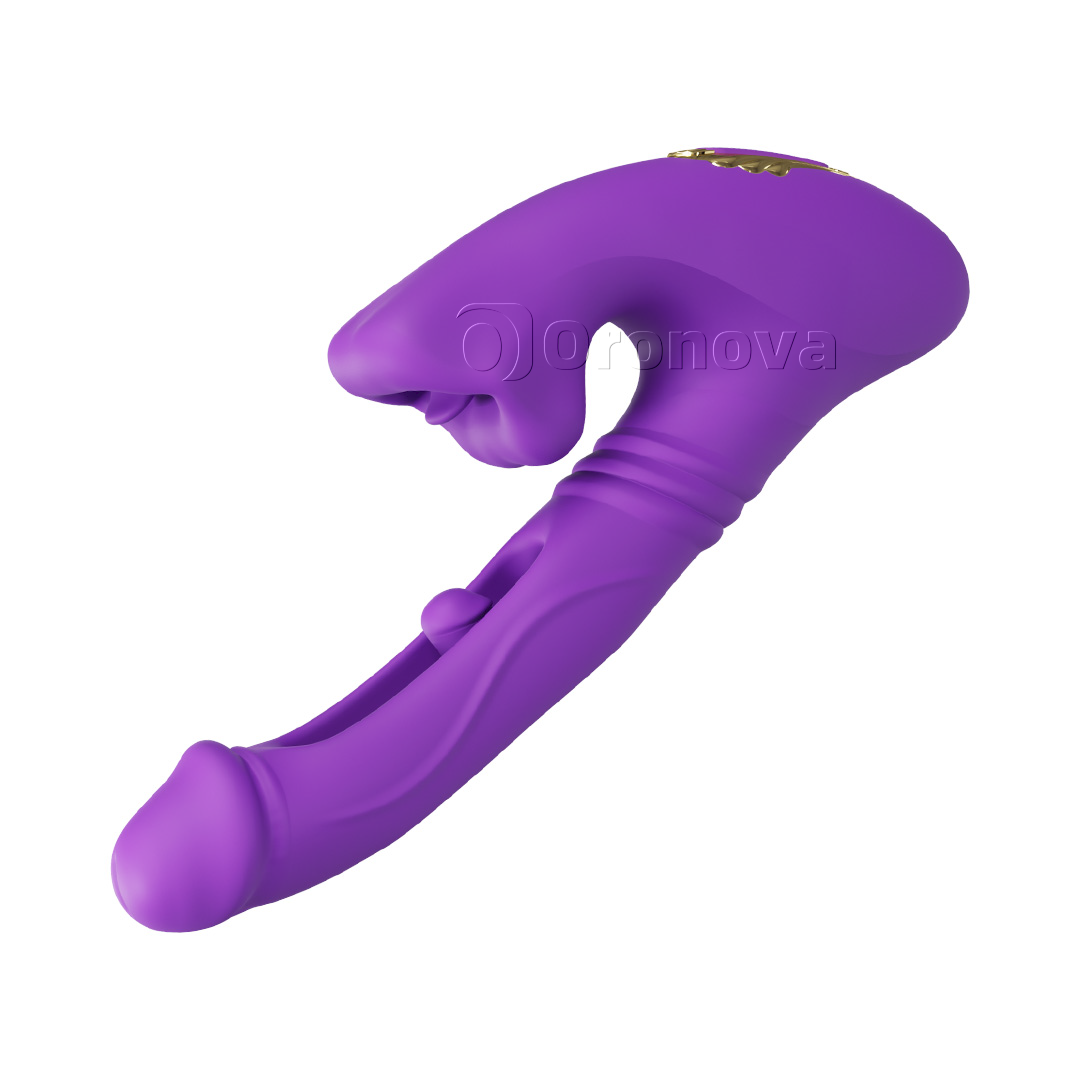 Vibratore penetrante cavo con vibrazione sulla punta delle dita, vibrazione della testa e stimolazione labiale tramite morso