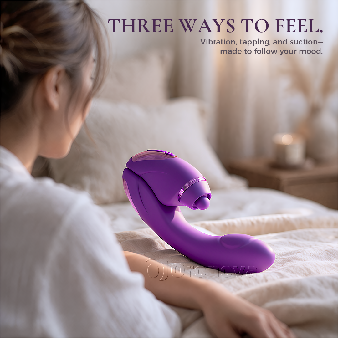 Vibratore 2-in-1 a doppia funzione con 10 modalità di vibrazione, 10 modalità di percussione e 4 testine intercambiabili