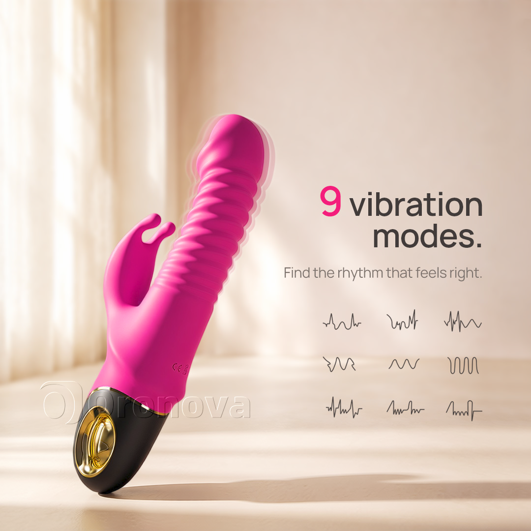 Vibratore 3-in-1 con spinta e rotazione, con 9 modalità di rotazione. Possibilità infinite.