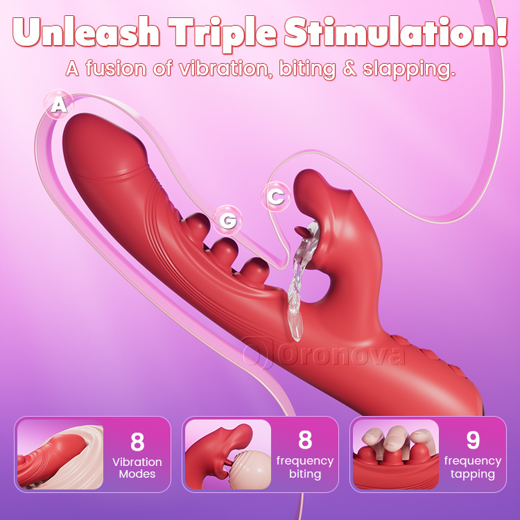 Vibratore 3-in-1 per baci e triplo tocco – Piacere clitorideo e punto G