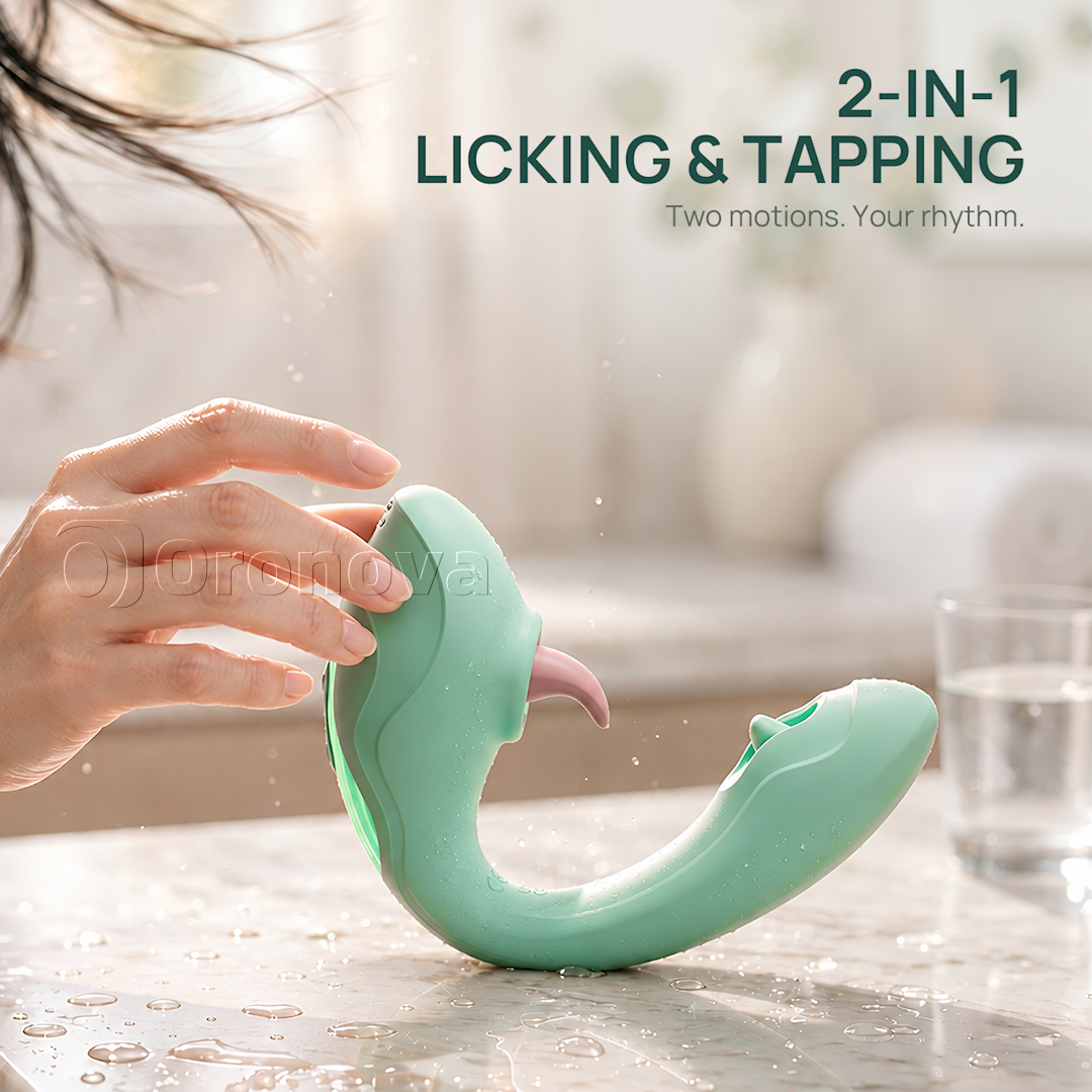 Vibratore 2 in 1 per lingua e picchiettamento – Stimolazione clitoridea con leccamento, 7 modalità di leccamento e 7 di picchiettamento