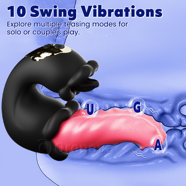 Vibratore Dual Rose con asta a spinta e lingua leccante