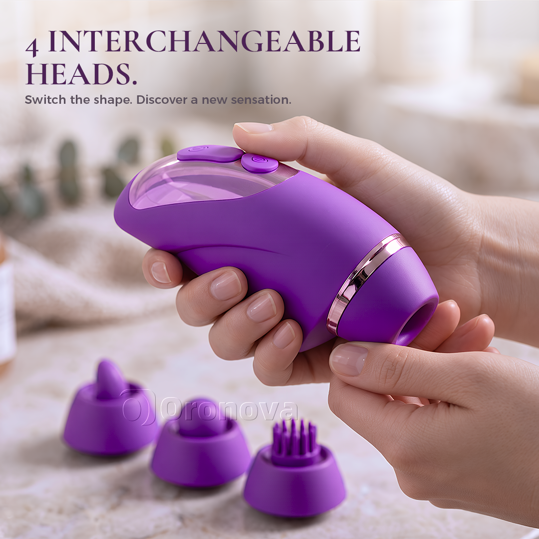Vibratore 2-in-1 a doppia funzione con 10 modalità di vibrazione, 10 modalità di percussione e 4 testine intercambiabili