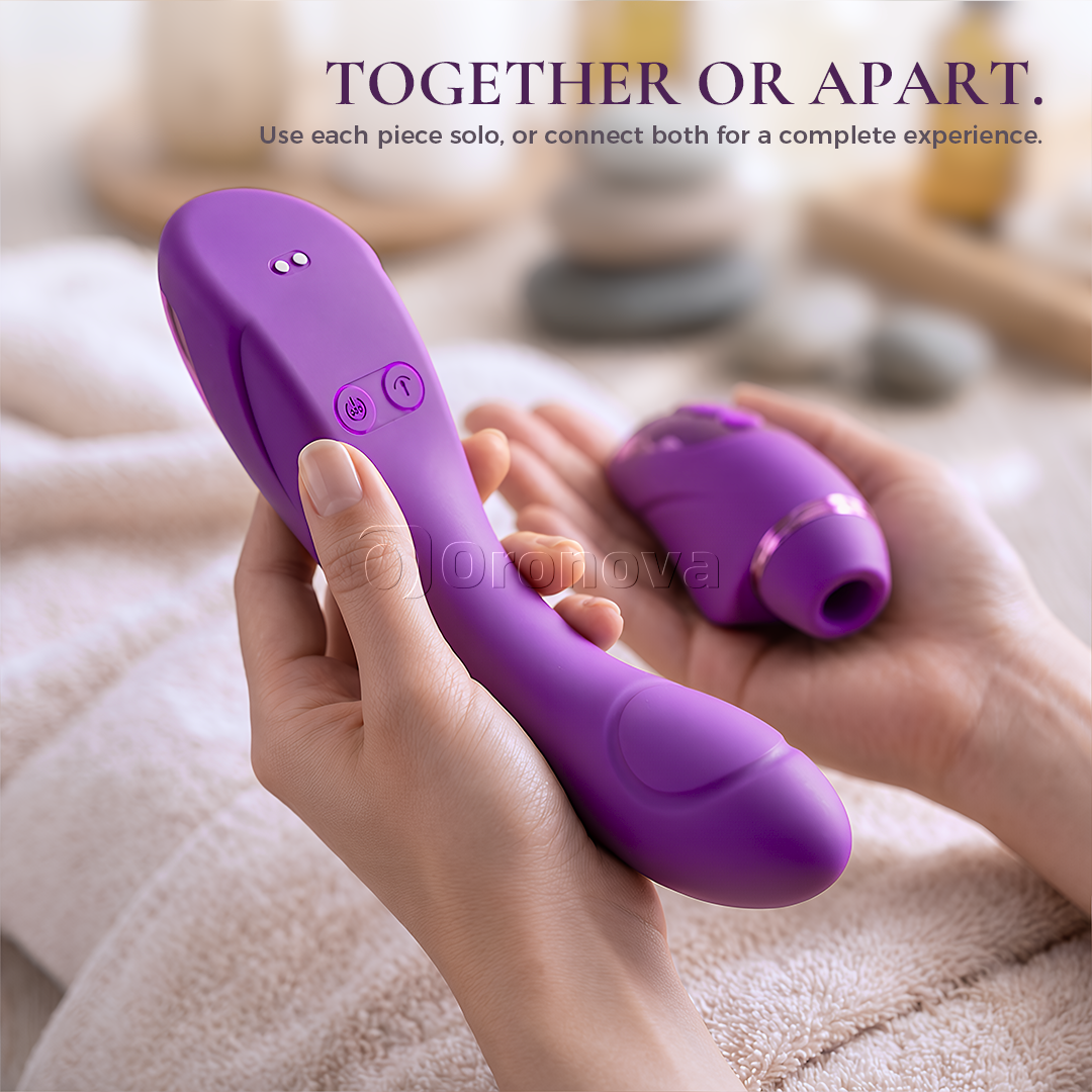 Vibratore 2-in-1 a doppia funzione con 10 modalità di vibrazione, 10 modalità di percussione e 4 testine intercambiabili
