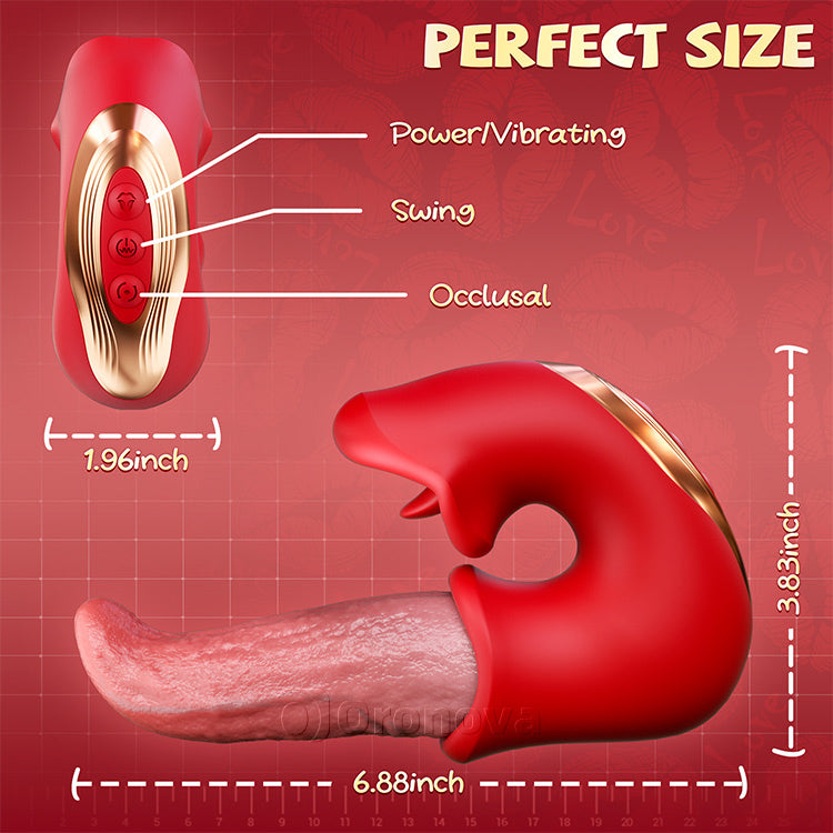 Vibratore Dildo 3-in-1 – Giocattolo Rosa con Azione Punto G, Clitoride e Lingua