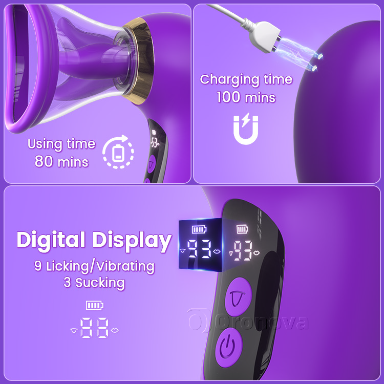 Vibratore aspirante 5-in-1 con display LCD