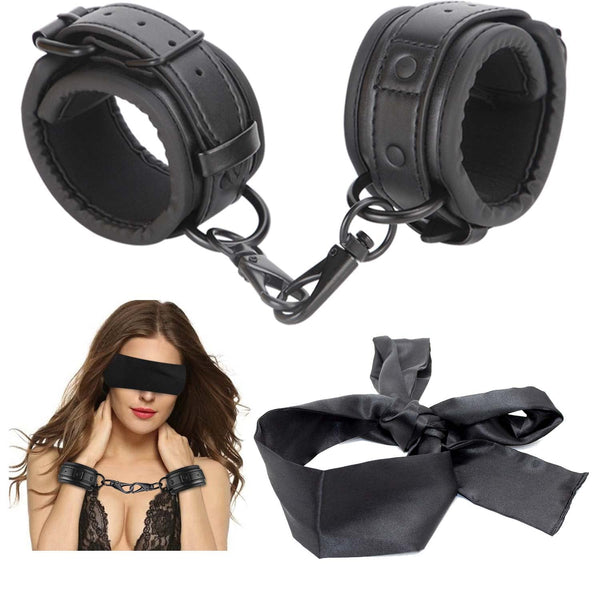 Kit di costrizione BDSM – Manette regolabili e benda per giochi intimi di bondage