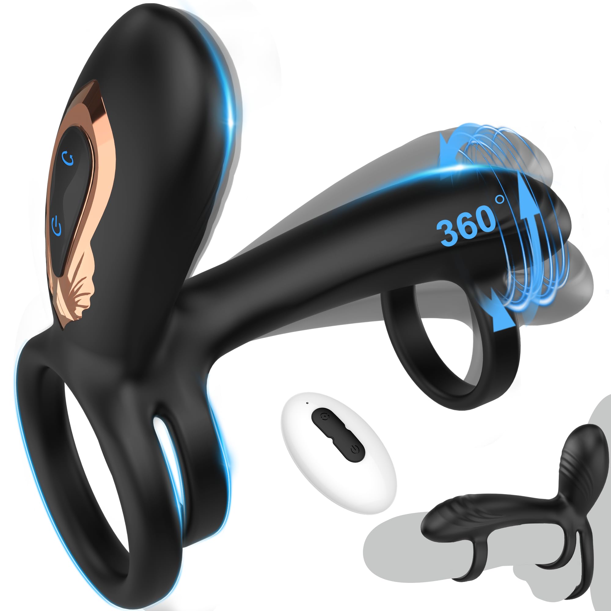 Anello per il pene con torsione a 360° – Stimolazione di pene e testicoli, 10 modalità di vibrazione