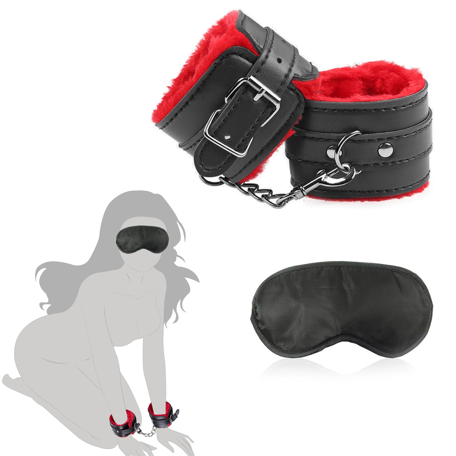 Gioco di bondage intenso con manette e maschera per occhi