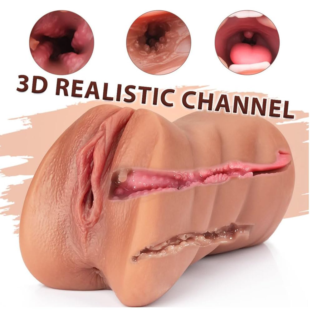 6.9 Inch Realistic Pocket Pussy color carne Masturbatore maschile 3-in-1