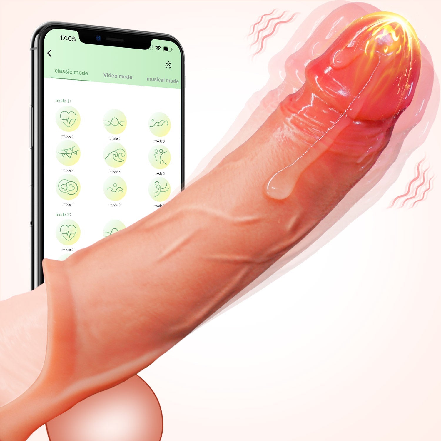 Manicotto per pene Anello per il pene - Vibrante e controllato tramite app