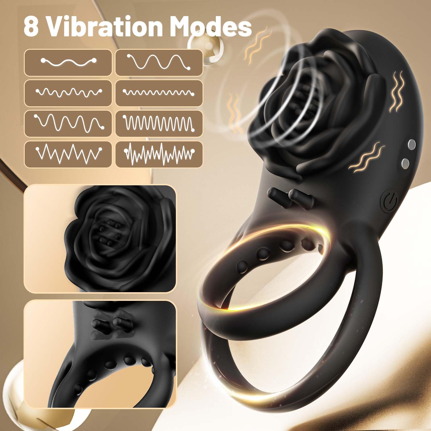 Anello vibrante per pene Enchanting Rose con stimolazione clitoridea