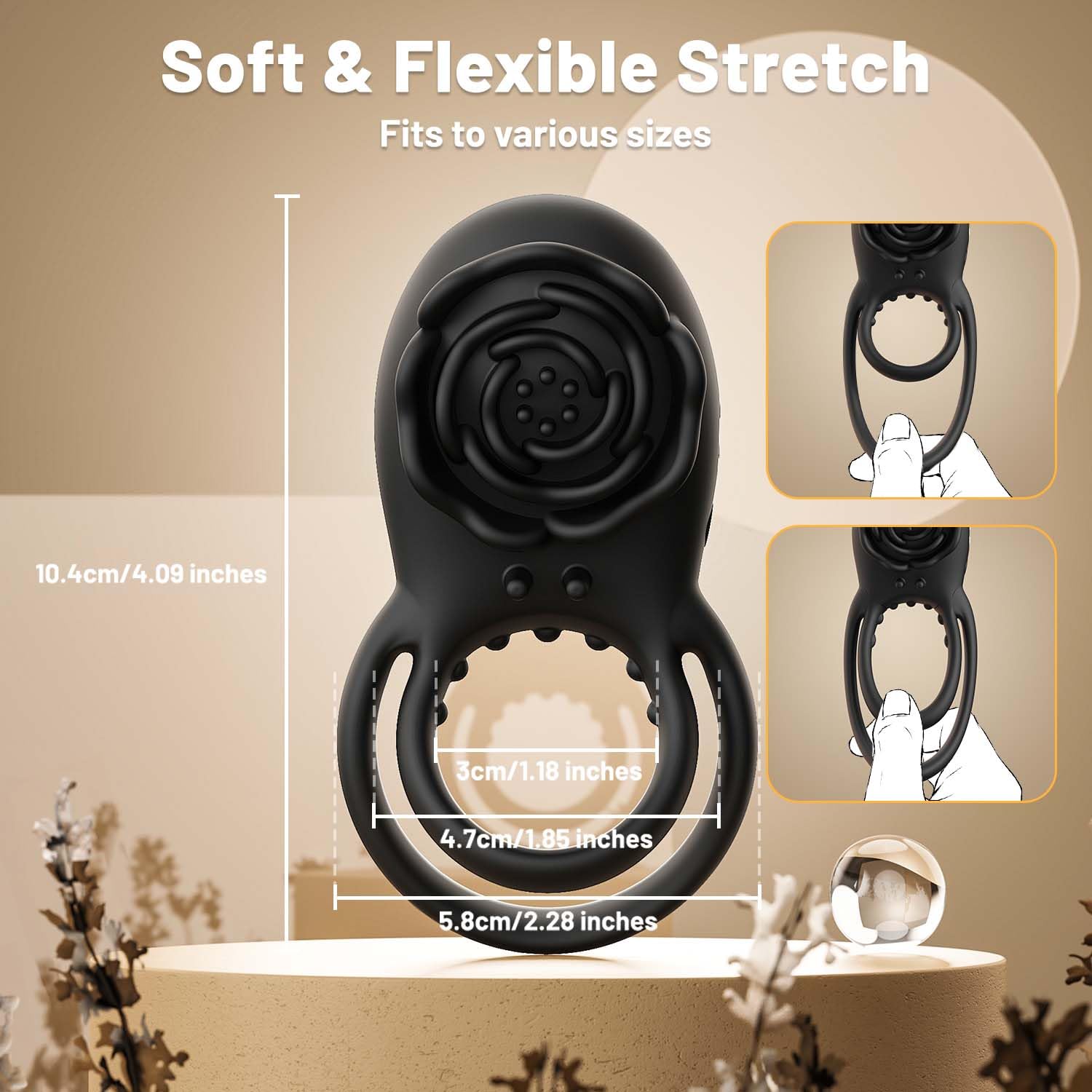 Anello vibrante per pene Enchanting Rose con stimolazione clitoridea